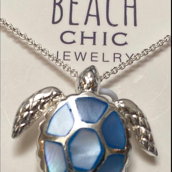 NIB BEACH CHIC Silver plated Turtle Necklace - Picture 7 of 7